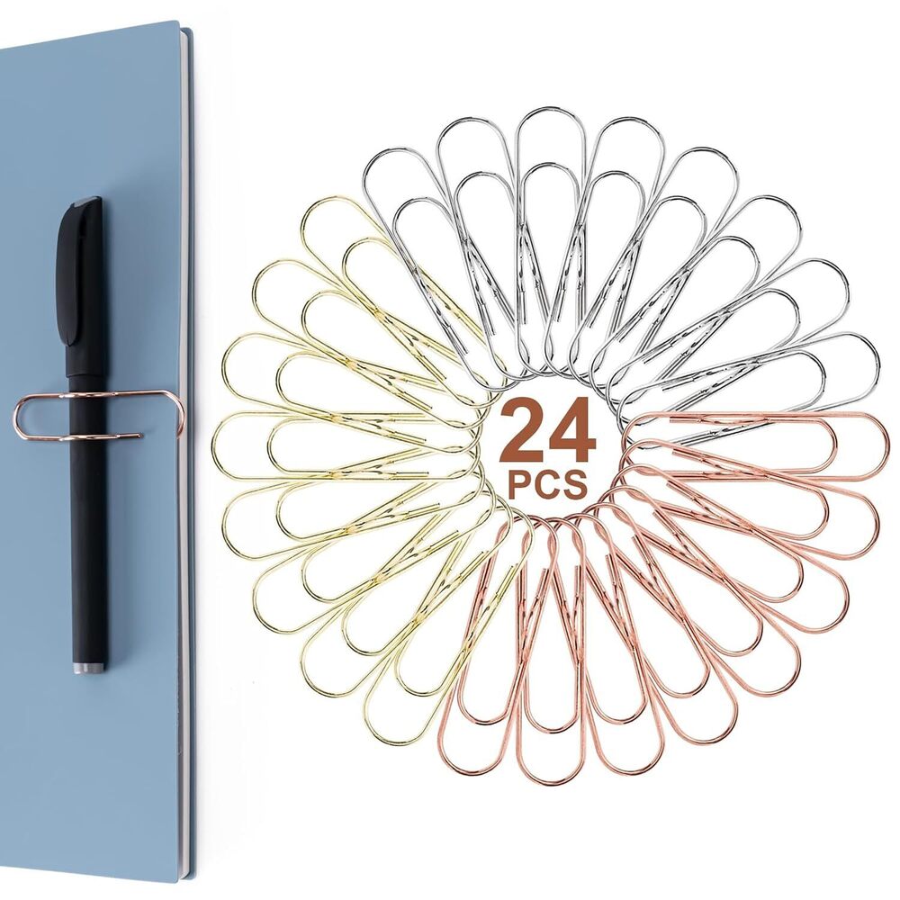 24 Pack Pen Holder for Notebook, Multi-Purpose Metal Paper Clip Pencil